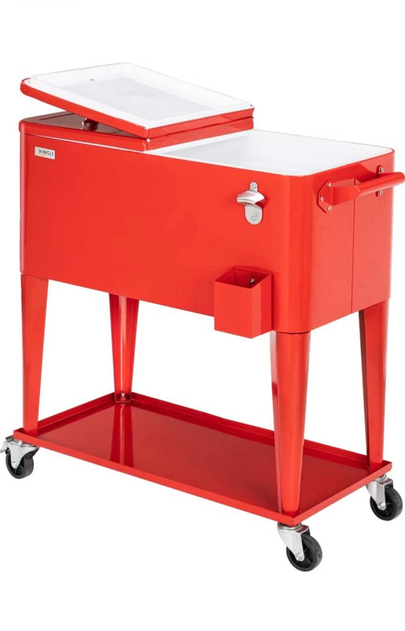 80 Quart Rolling Cooler Cart