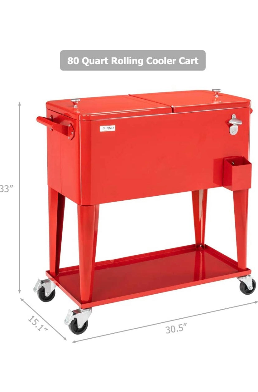 80 Quart Rolling Cooler Cart