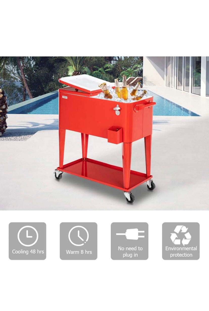 80 Quart Rolling Cooler Cart