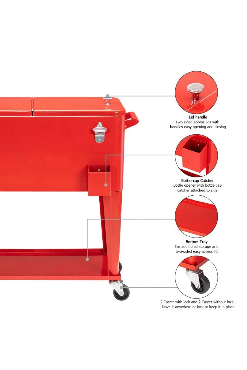 80 Quart Rolling Cooler Cart