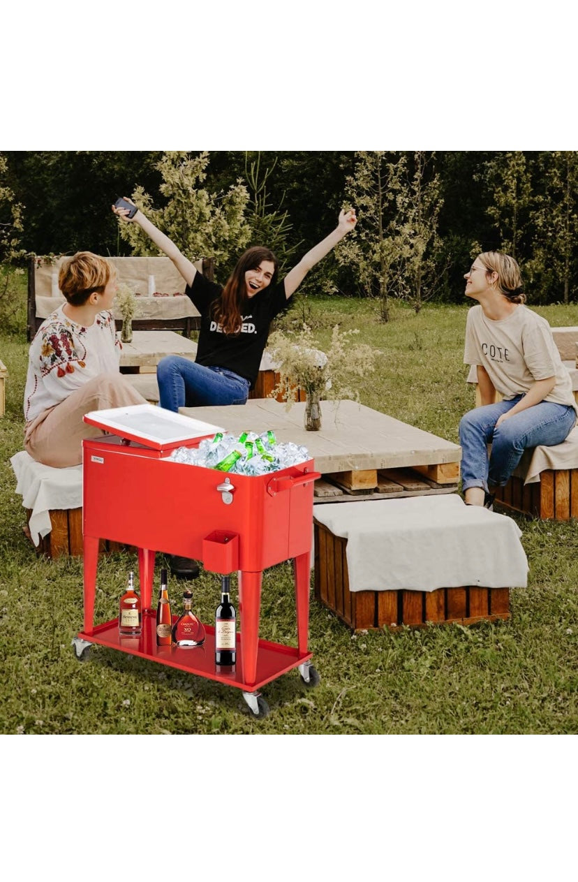 80 Quart Rolling Cooler Cart