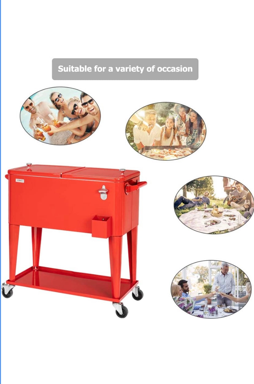 80 Quart Rolling Cooler Cart